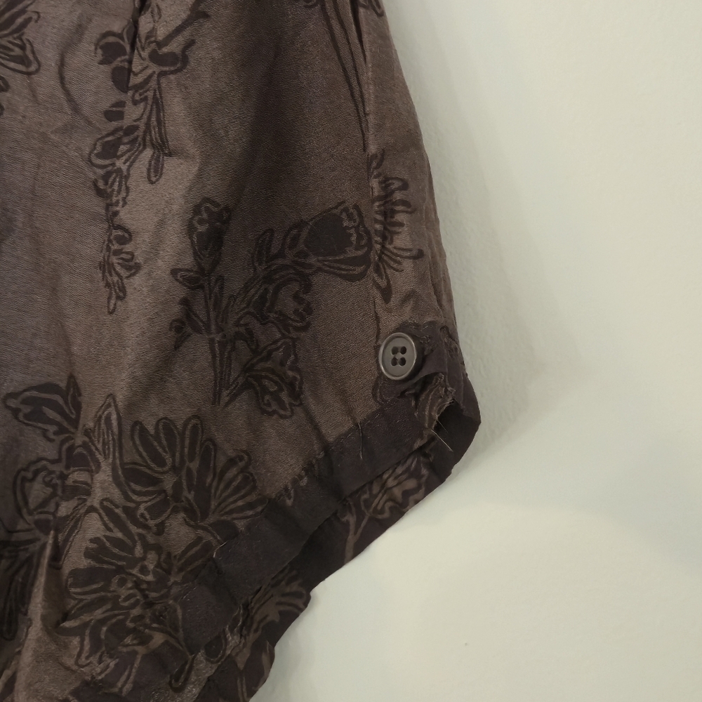 Denver Hayes XL Brown Floral Button-Down Blouse Botanical Nature Cottagecore - Picture 11 of 15